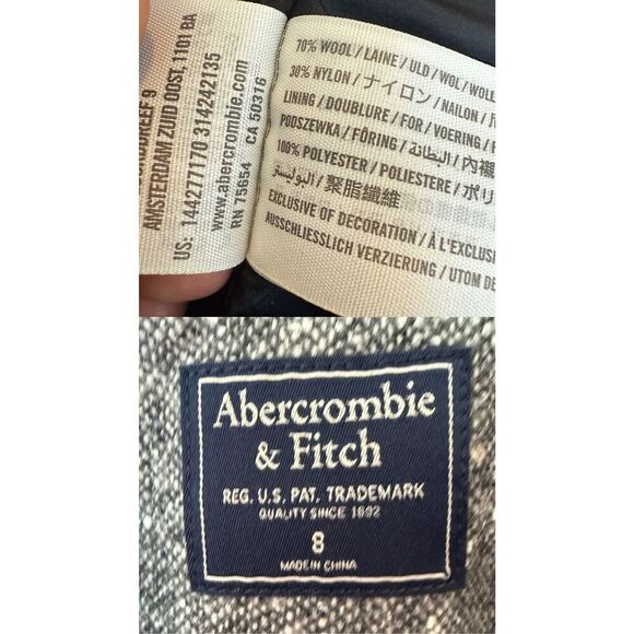 Abercrombie & Fitch Textured Grey Wool-Blend Tweed Blazer Size 8 - Picture 5 of 9